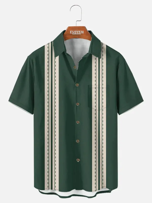 Tall Men's Dash Stripe Bowling Short Sleeve Shirt sold by Eleven Oasis