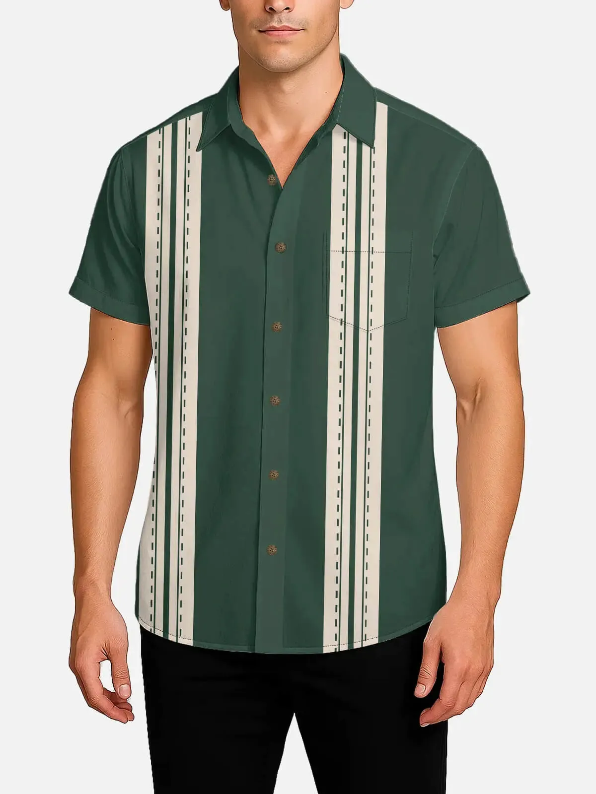 Tall Men's Dash Stripe Bowling Short Sleeve Shirt sold by Eleven Oasis product image thumbnail 2
