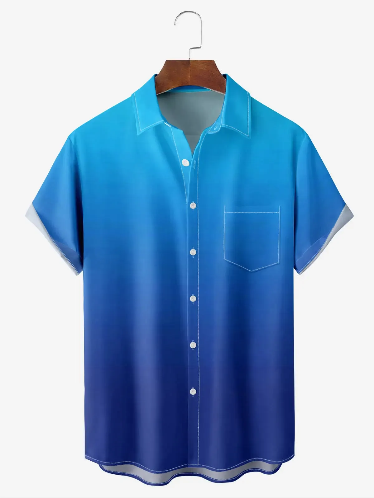 Men's Casual Everyday Blue Ombre Short Sleeve Shirt sold by Eleven Oasis
