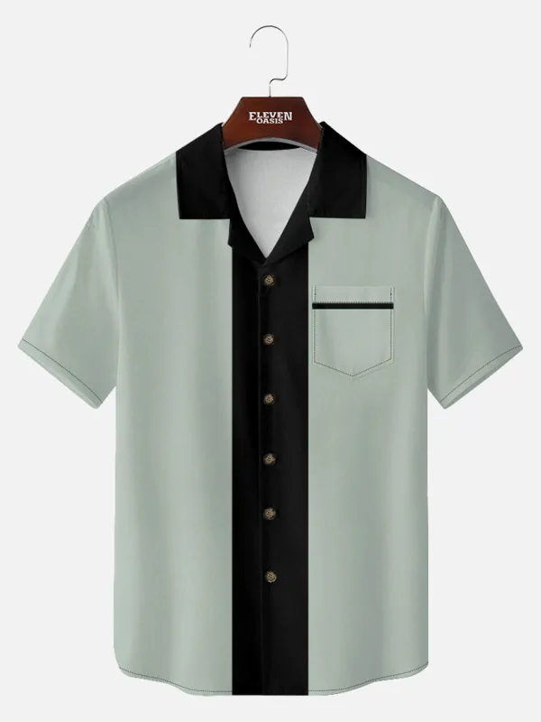 Men's Retro Contrast Center Panel Short Sleeve Shirt made by Eleven Oasis