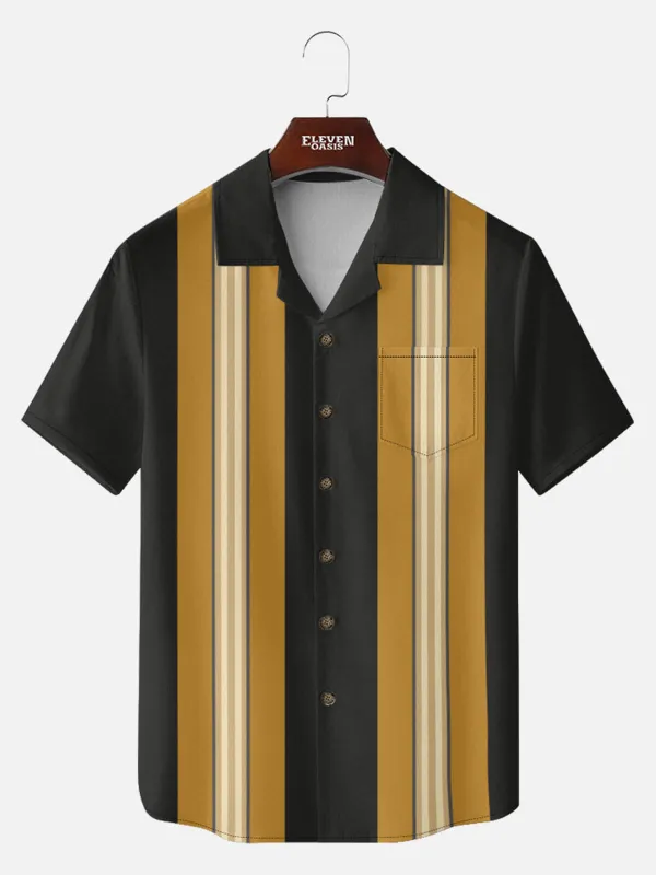 Men's Retro Multi Stripe Panel Short Sleeve Shirt made by Eleven Oasis