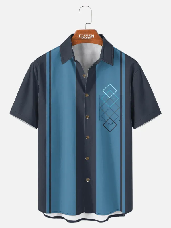 Men's Retro Mid-Century Geo Panel Short Sleeve Shirt made by Eleven Oasis