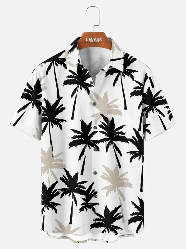 Men's Tropical Palm Print Short Sleeve Shirt made by Eleven Oasis