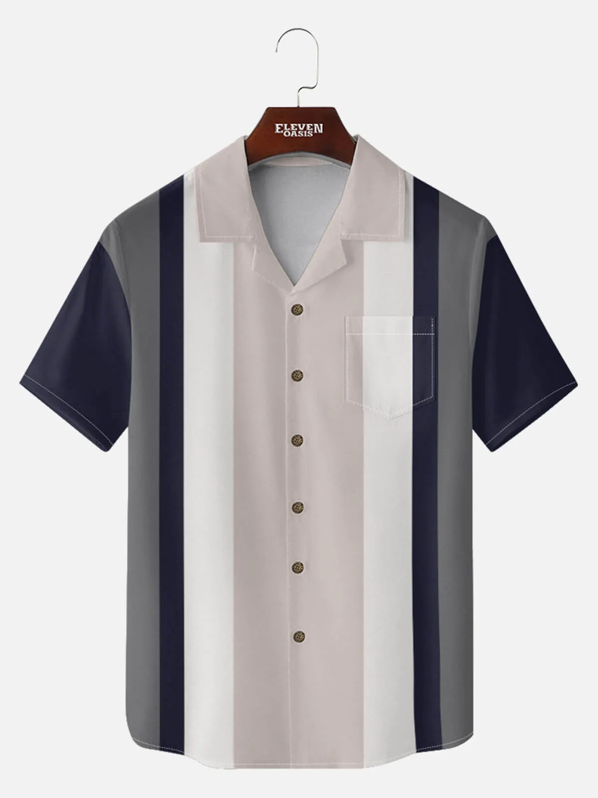 Tall Men's Retro Bold Colorblock Panel Short Sleeve Shirt sold by Eleven Oasis product image thumbnail 2