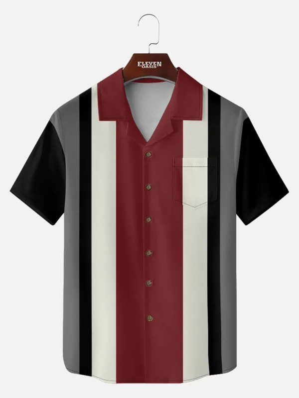 Tall Men's Retro Bold Colorblock Panel Short Sleeve Shirt made by Eleven Oasis