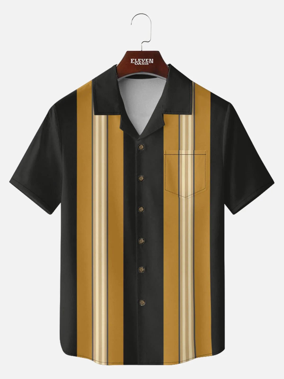 Tall Men's Retro Multi Stripe Panel Short Sleeve Shirt sold by Eleven Oasis