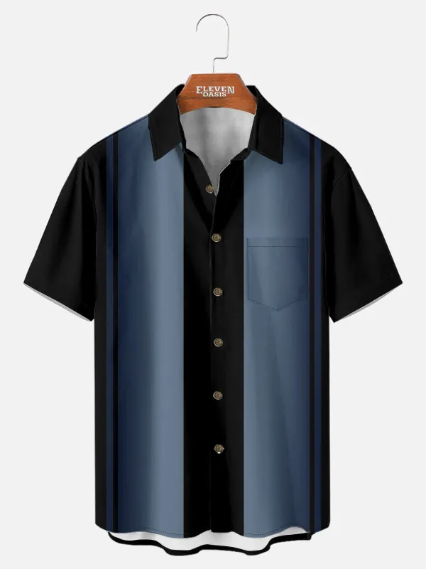 Tall Men's Retro Panel Stripe Short Sleeve Shirt made by Eleven Oasis