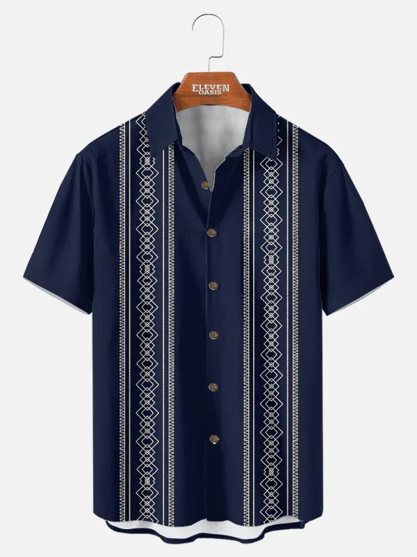Men's Geometric Stripe Fiesta Short Sleeve Shirt made by Eleven Oasis