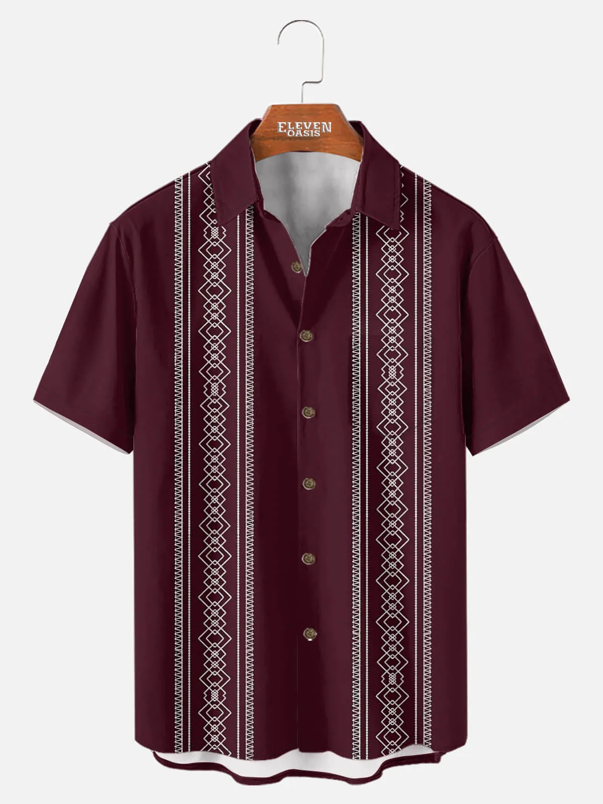 Men's Geometric Stripe Fiesta Short Sleeve Shirt sold by Eleven Oasis product image thumbnail 2