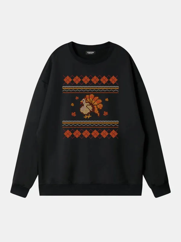 Thanksgiving Turkey Pattern Sweatshirt made by Eleven Oasis
