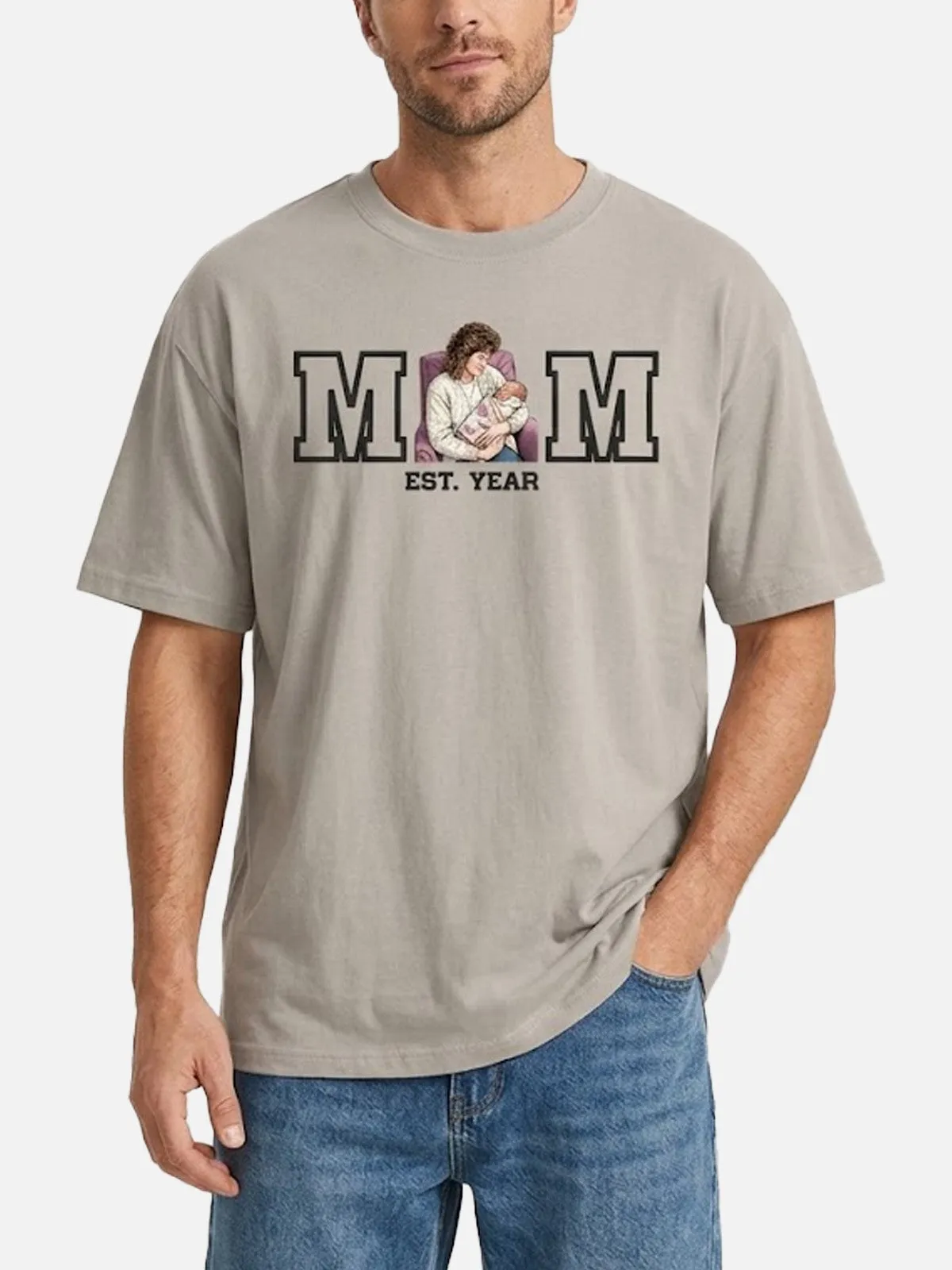 Custom Mom Illustration Cotton Short Sleeve T-Shirt sold by Eleven Oasis product image thumbnail 2