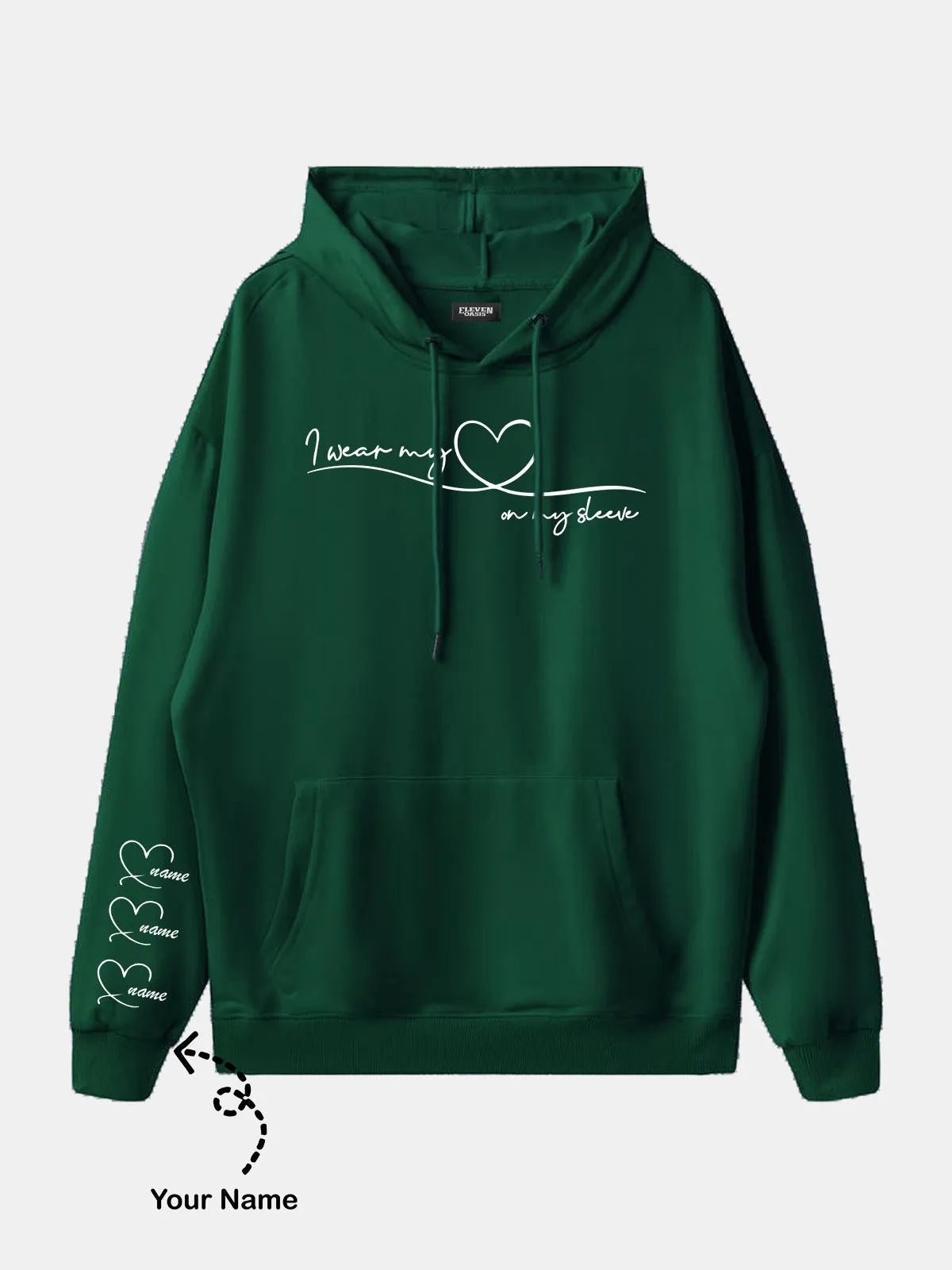 Custom Heart Sleeve Hoodie sold by Eleven Oasis