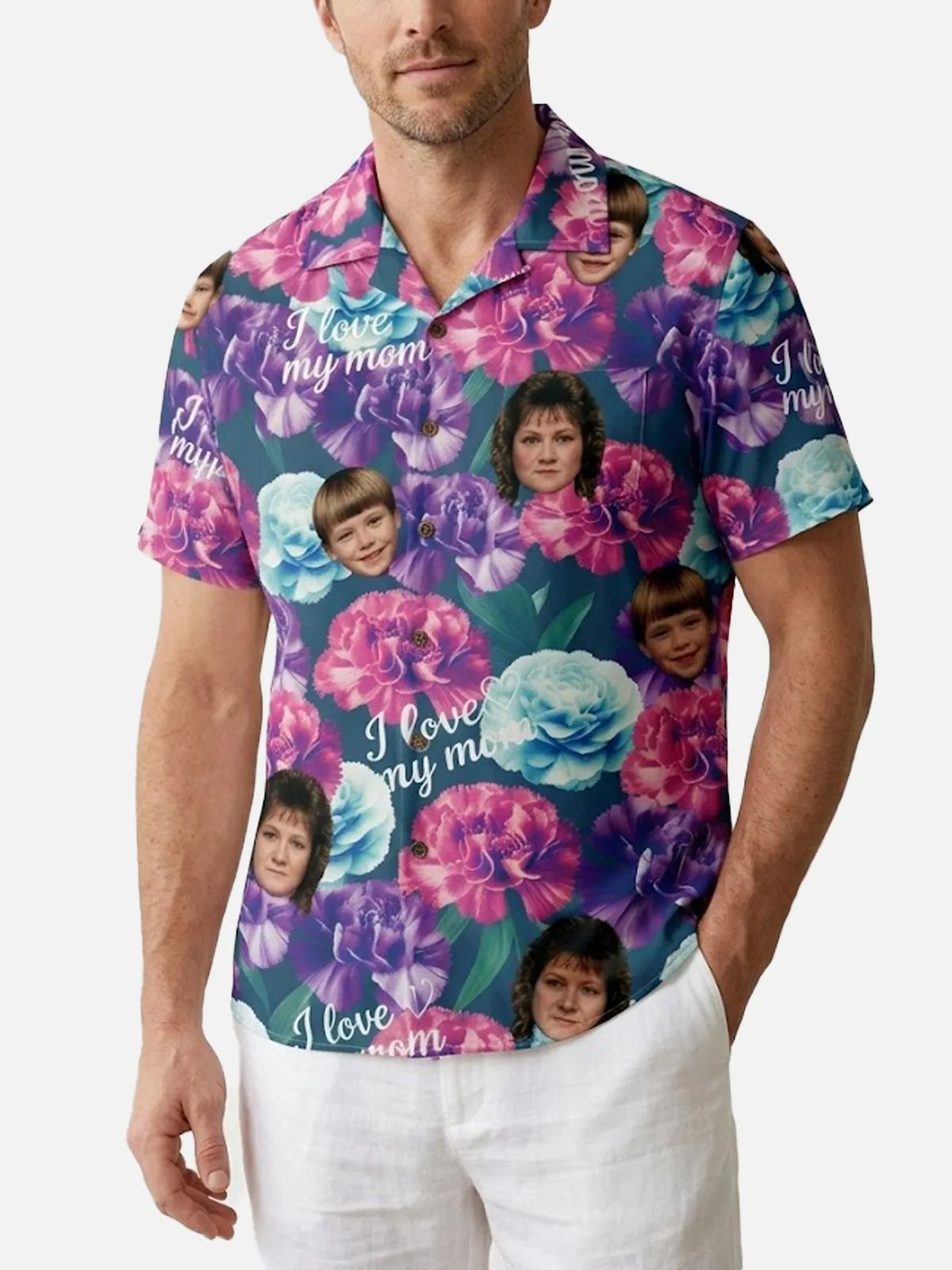 Men's Custom Mom Photo Print Short Sleeve Shirt sold by Eleven Oasis product image thumbnail 3