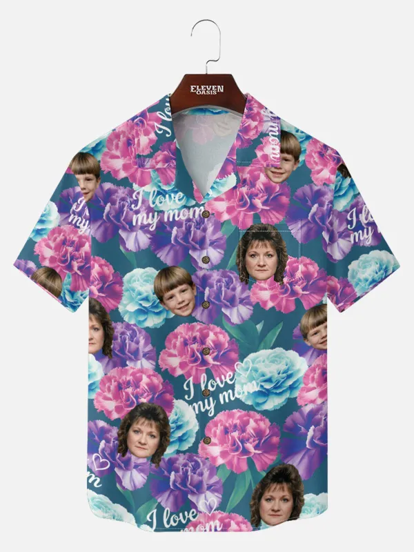 Men's Custom Mom Photo Print Short Sleeve Shirt made by Eleven Oasis