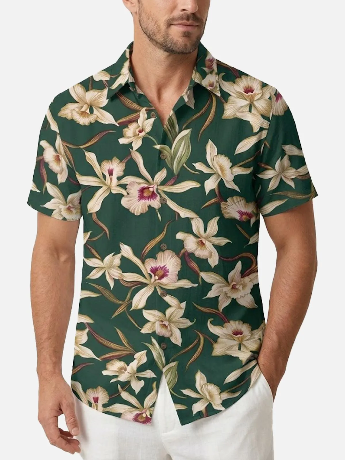 Men's Orchid Garden Short Sleeve Shirt sold by Eleven Oasis product image thumbnail 2