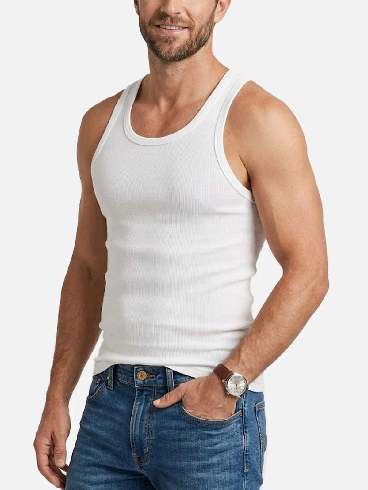 Men's Ribbed Athletic Slim Fit Tank Top sold by Eleven Oasis product image thumbnail 2