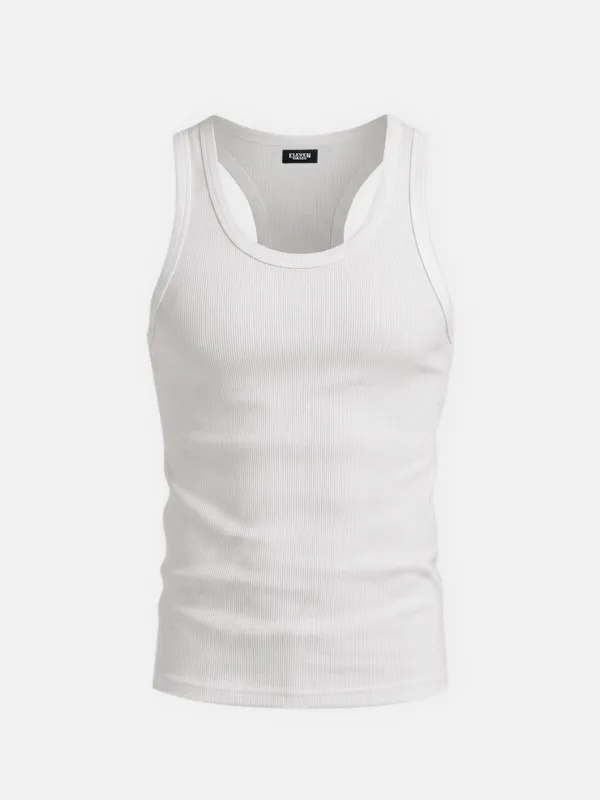 Men's Ribbed Athletic Slim Fit Tank Top made by Eleven Oasis