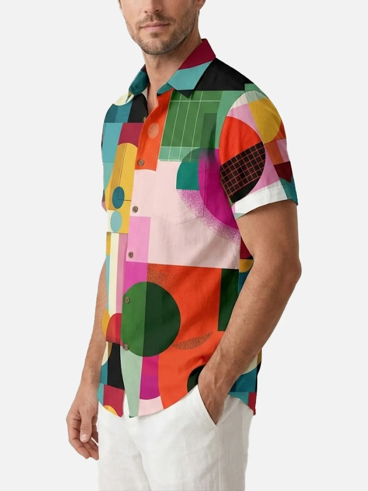 Men's Mid-Century Geometric Short Sleeve Shirt sold by Eleven Oasis product image thumbnail 2