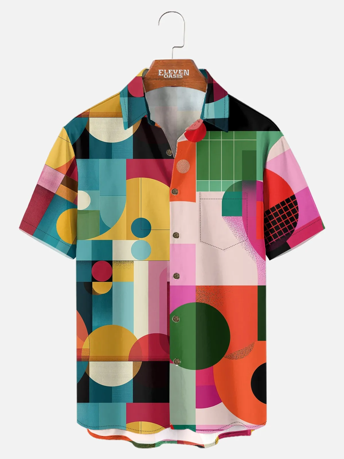 Men's Mid-Century Geometric Short Sleeve Shirt sold by Eleven Oasis