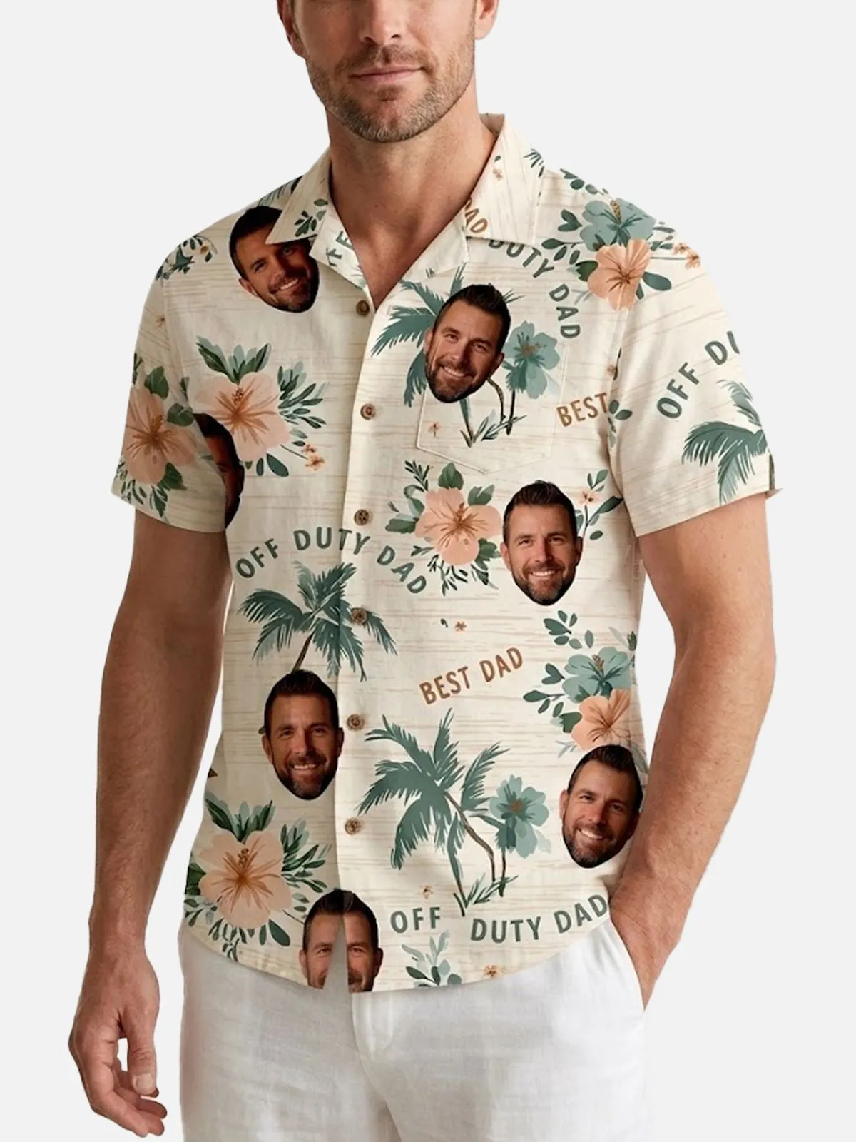 Men's Custom Face "Best Dad" Hawaiian Short Sleeve Shirt sold by Eleven Oasis product image thumbnail 3