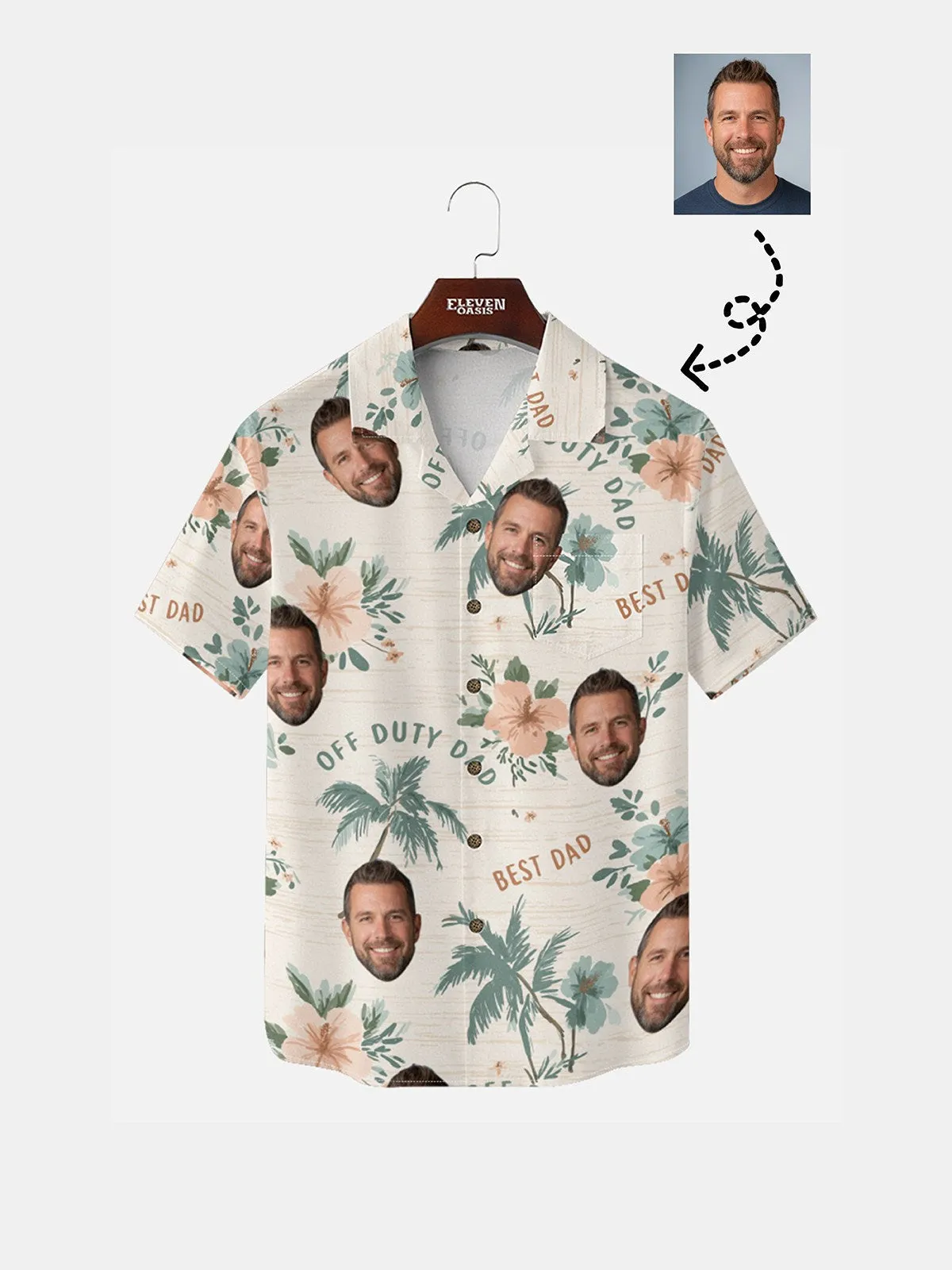 Men's Custom Face "Best Dad" Hawaiian Short Sleeve Shirt sold by Eleven Oasis