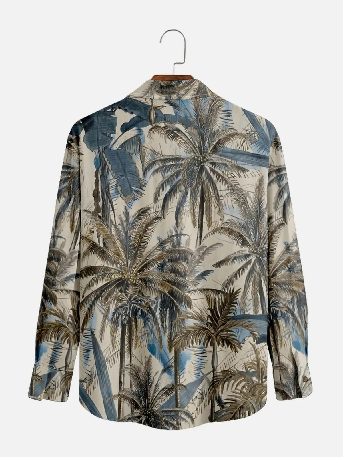 Tall Men's Vintage Botanical Palm Resort Long Sleeve Shirt sold by Eleven Oasis product image thumbnail 2
