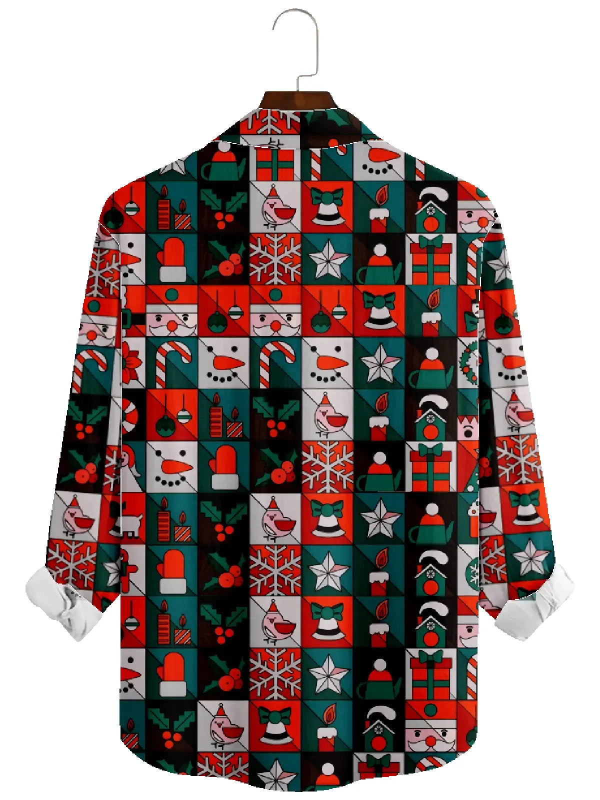 Tall Men's Christmas Patchwork Long Sleeve Shirt sold by Eleven Oasis product image thumbnail 2