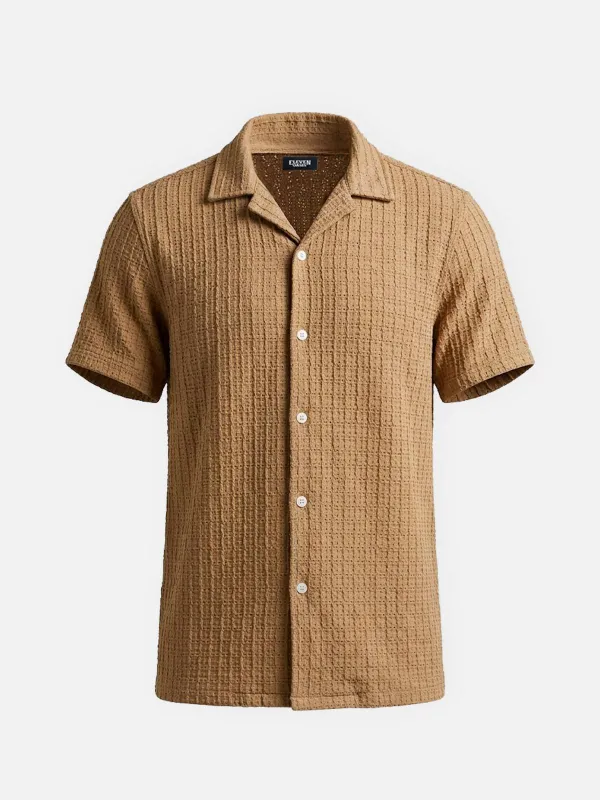 Men's Textured Knit Slim Fit Short Sleeve Shirt made by Eleven Oasis