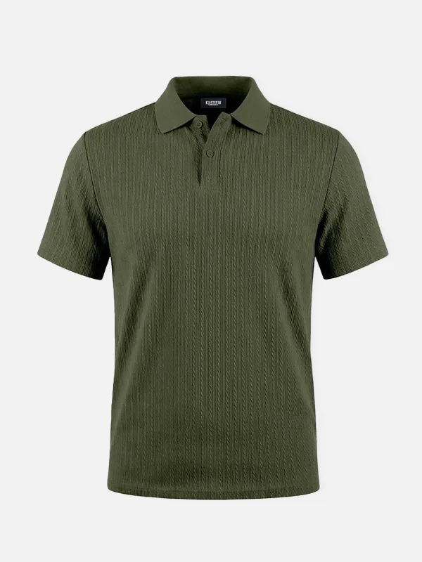Men's Slim Fit Textured Polo Shirt made by Eleven Oasis