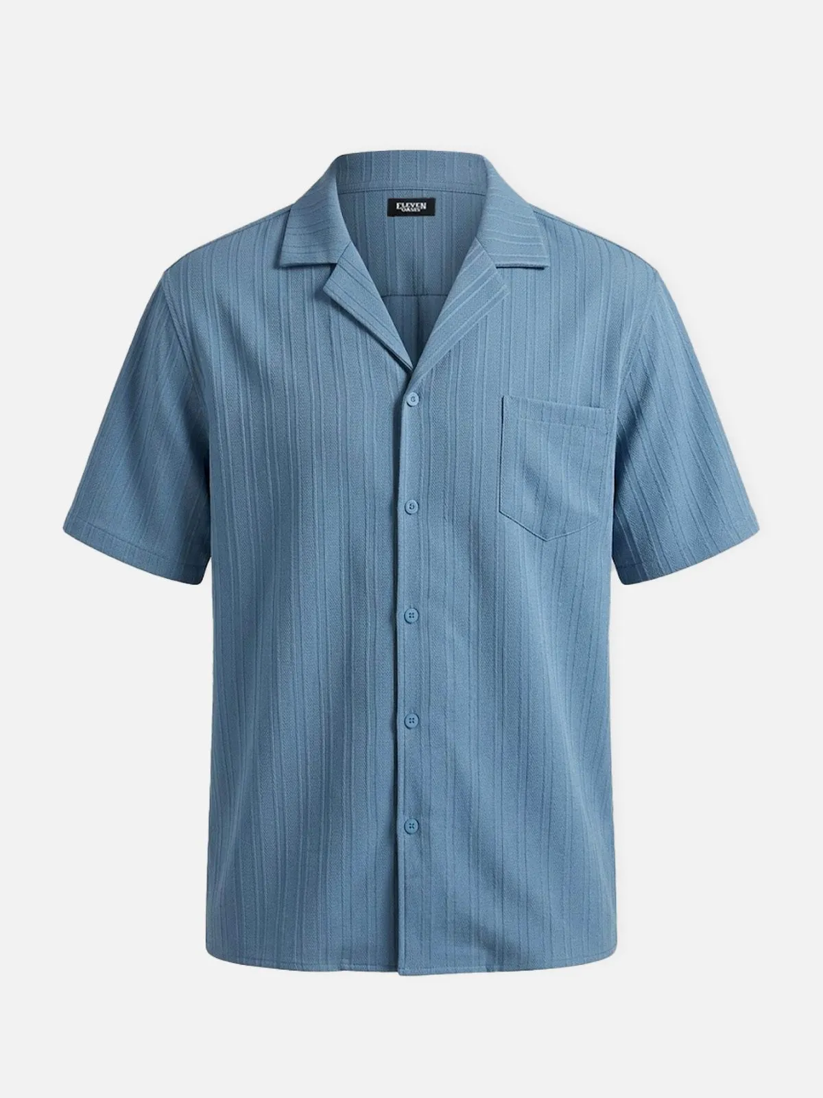 Men's Textured Camp Collar Short Sleeve Shirt sold by Eleven Oasis