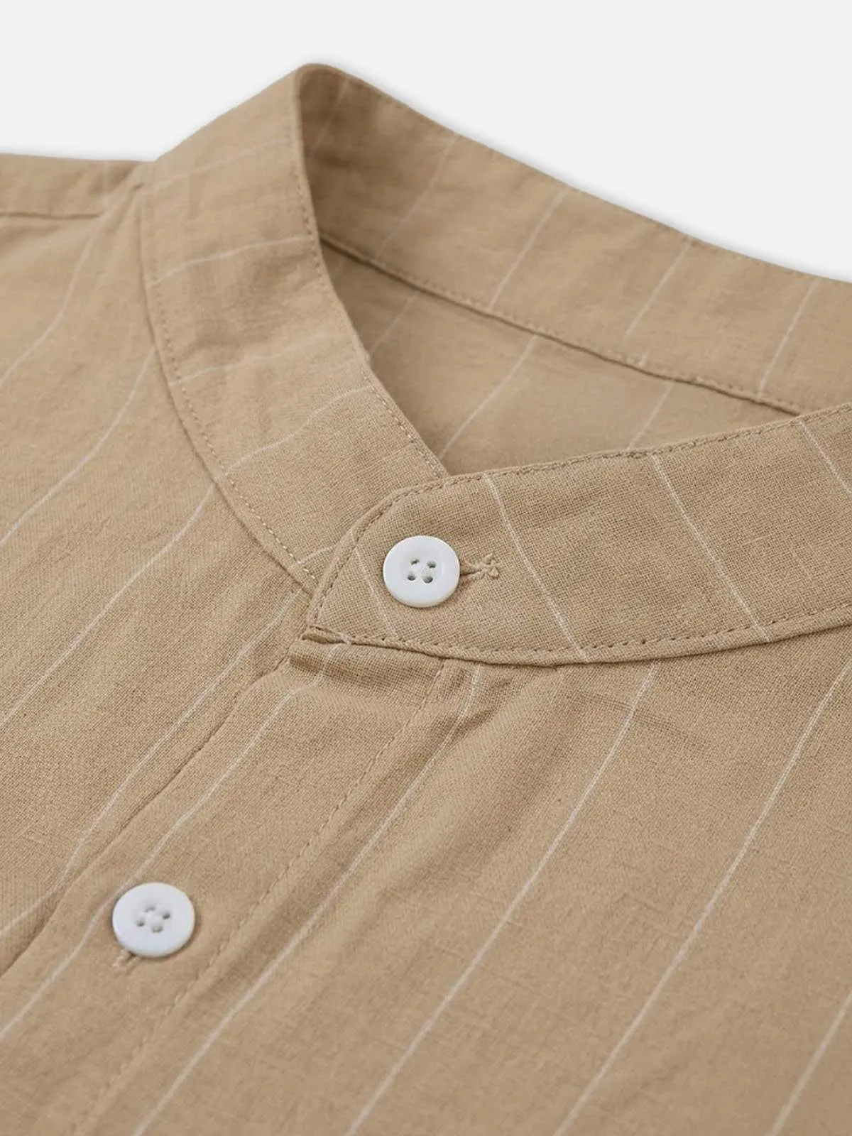 Men's Slim Fit Vertical Stripe Mandarin Collar Long Sleeve Shirt sold by Eleven Oasis product image thumbnail 3