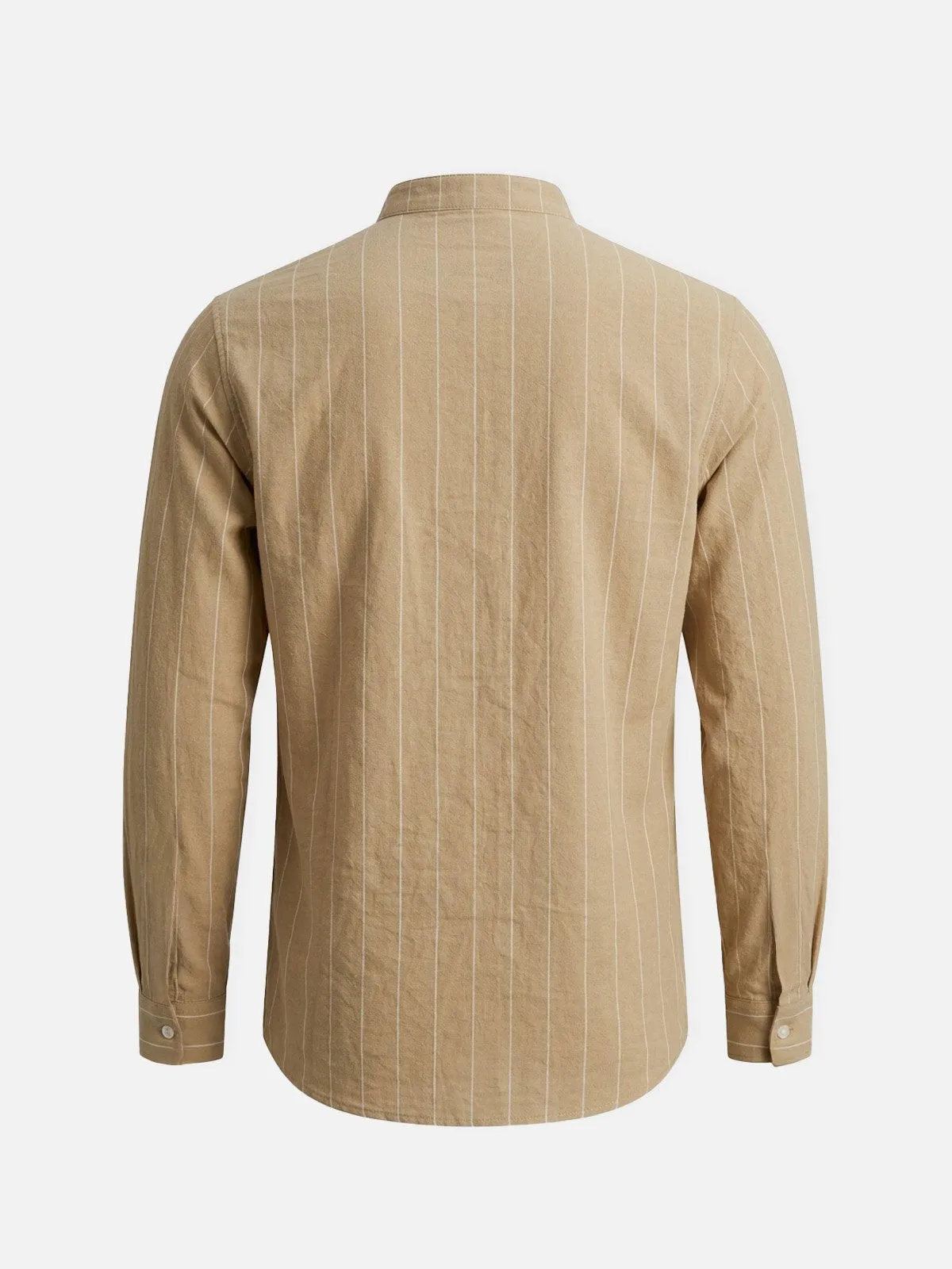 Men's Slim Fit Vertical Stripe Mandarin Collar Long Sleeve Shirt sold by Eleven Oasis product image thumbnail 4