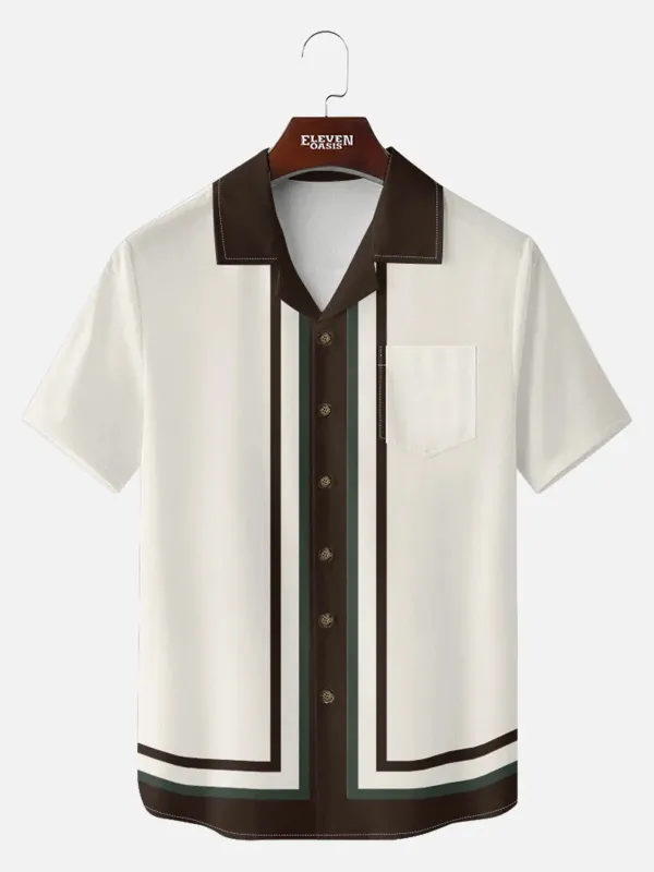 Tall Men's Framed Panel Contrast Collar Short Sleeve Shirt made by Eleven Oasis