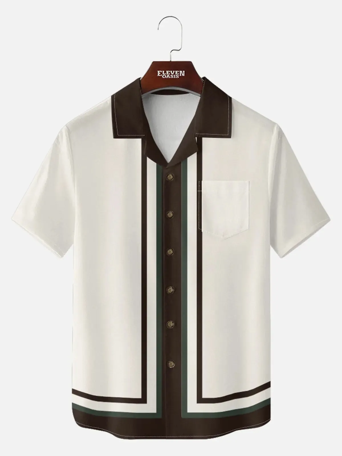 Tall Men's Framed Panel Contrast Collar Short Sleeve Shirt sold by Eleven Oasis