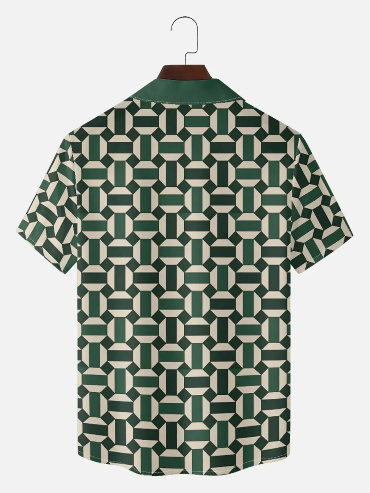 Men's Geometric Contrast Collar Short Sleeve Shirt sold by Eleven Oasis product image thumbnail 3