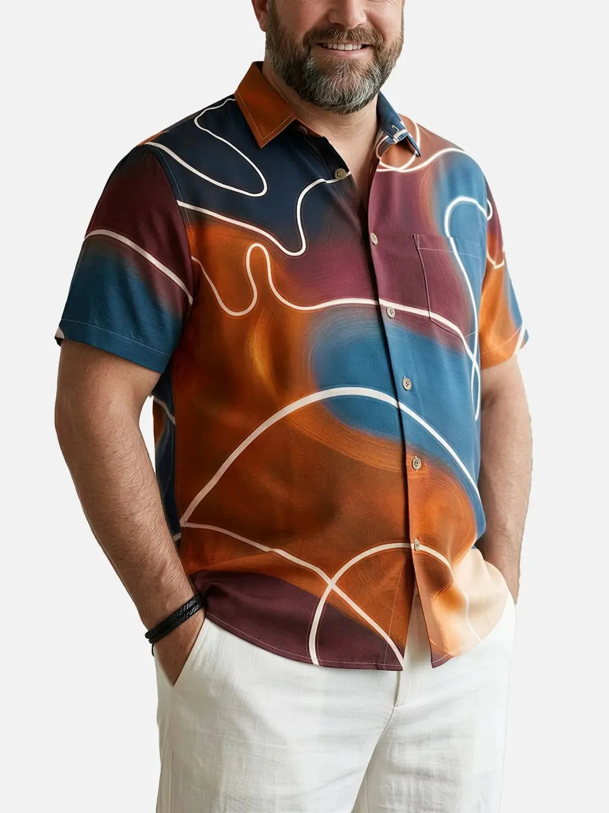 Tall Men's Neon Lounge Abstract Short Sleeve Shirt sold by Eleven Oasis product image thumbnail 2
