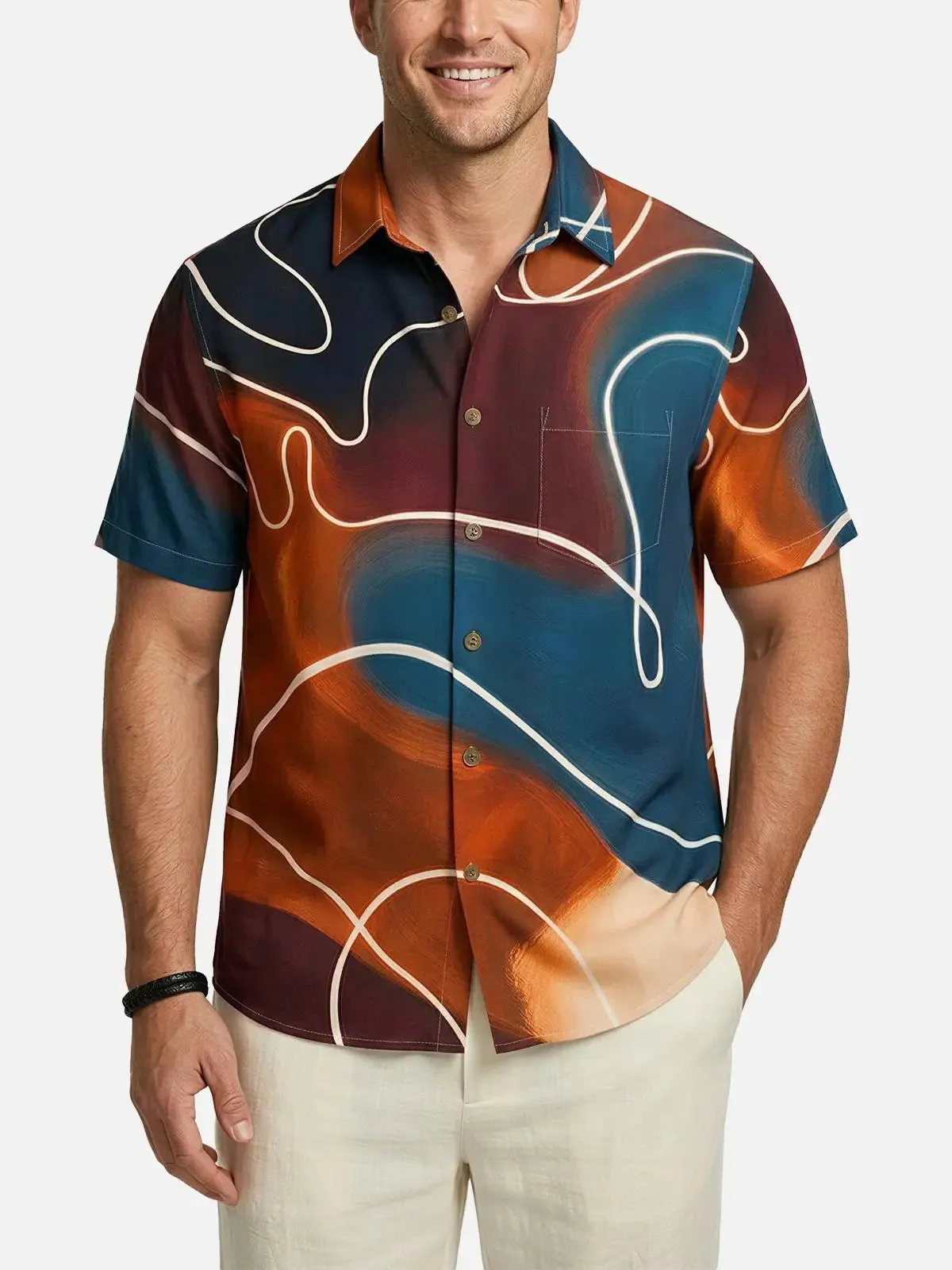 Men's Neon Lounge Abstract Short Sleeve Shirt sold by Eleven Oasis product image thumbnail 2