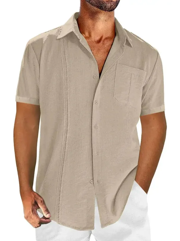 Men's Hawaiian Beach Pocket Short Sleeve Shirt made by Eleven Oasis