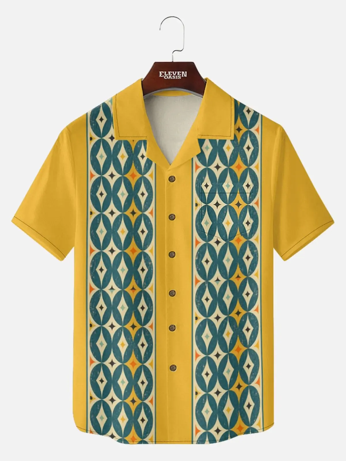 Men's Mid-Century Atomic Diamond Short Sleeve Shirt sold by Eleven Oasis