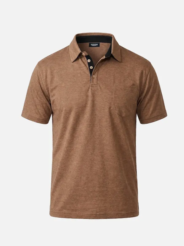 Men's Mélange Pocket Short Sleeve Polo Shirt made by Eleven Oasis