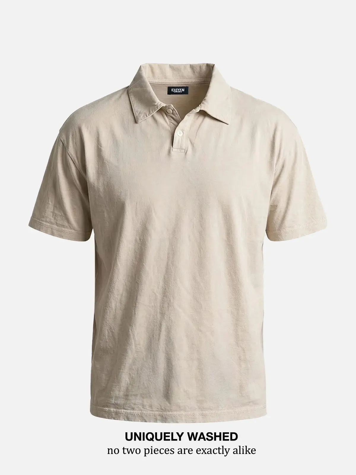 Men's Vintage Wash Short Sleeve Polo Shirt sold by Eleven Oasis