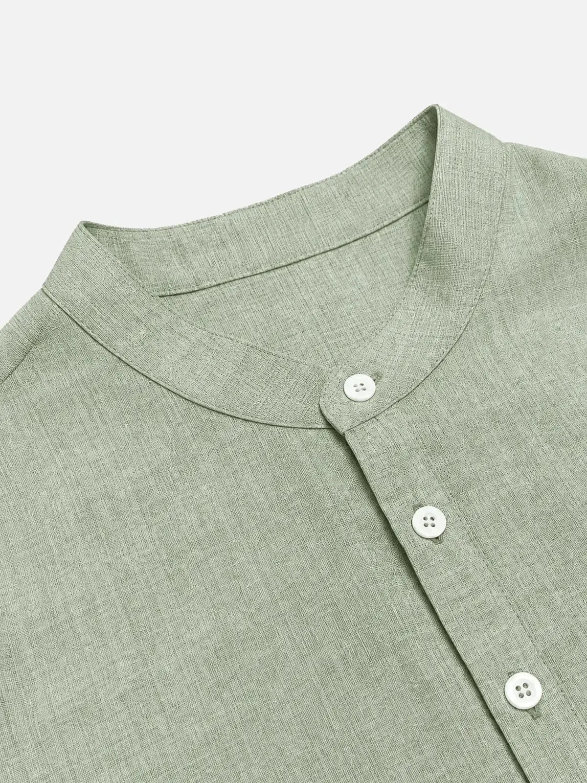 Men's Linen-Look Mandarin Collar Short Sleeve Shirt sold by Eleven Oasis product image thumbnail 3