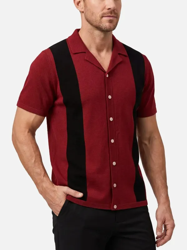 Men's Contrast Side Panel Short Sleeve Knit Shirt made by Eleven Oasis