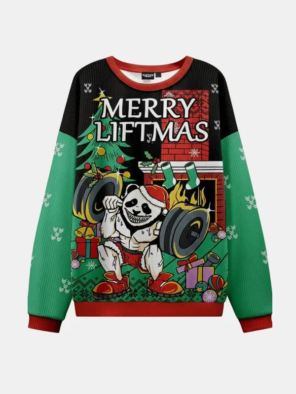 Merry Liftmas Muscle Panda Ugly Christmas Sweatshirt made by Eleven Oasis