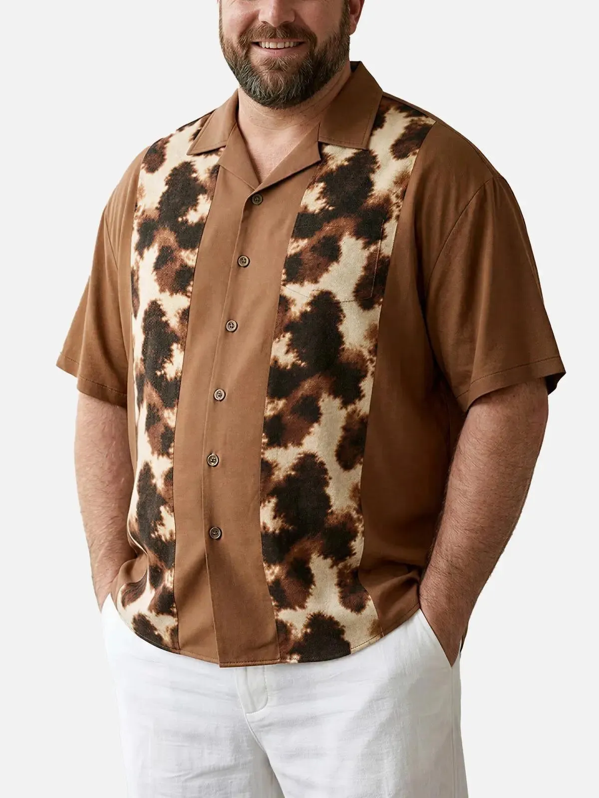 Tall Men's Cowhide Panel Bowling Short Sleeve Shirt sold by Eleven Oasis product image thumbnail 2