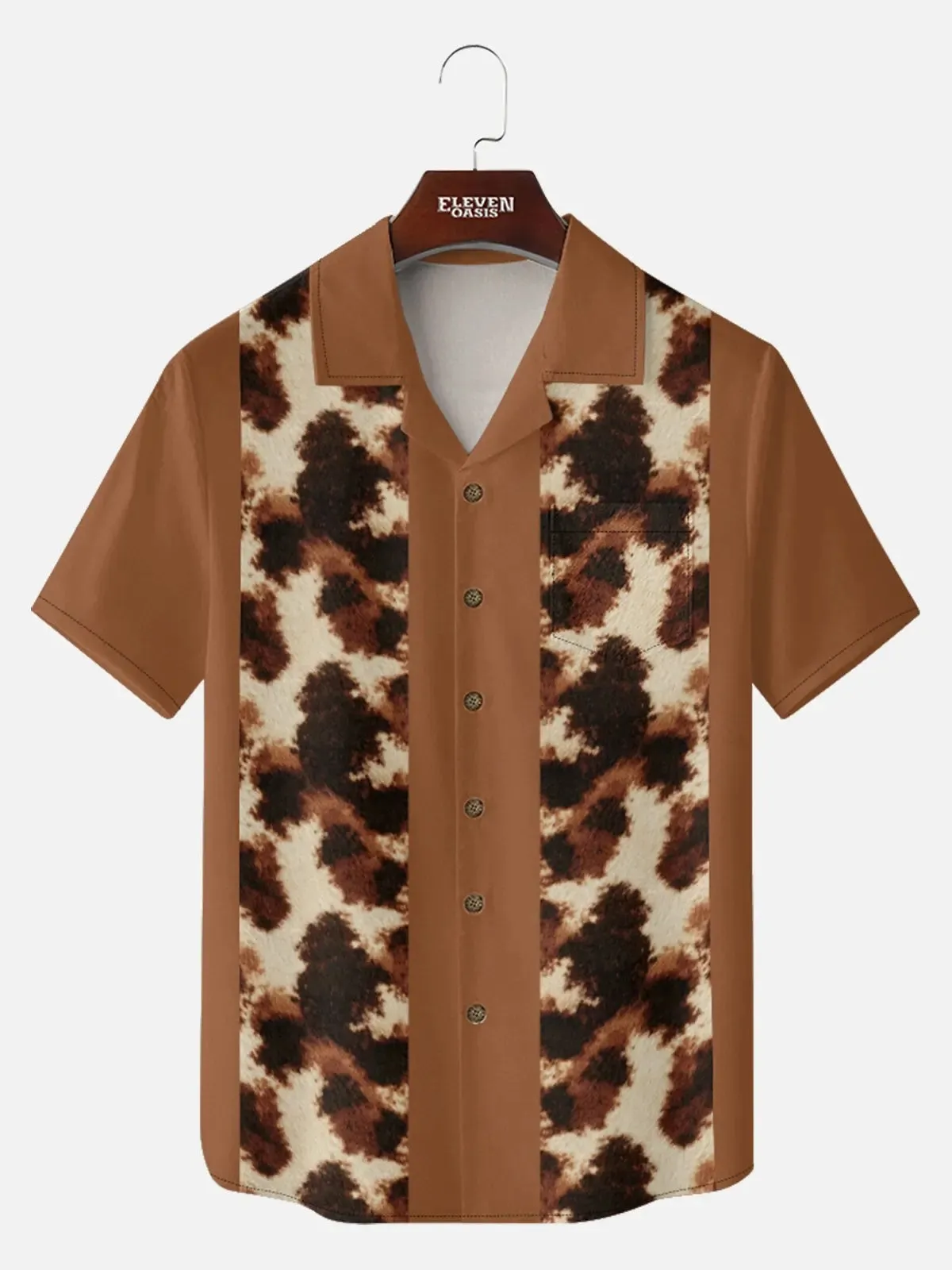 Men's Cowhide Panel Bowling Short Sleeve Shirt sold by Eleven Oasis