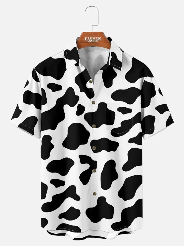 Men's Cow Print Short Sleeve Shirt made by Eleven Oasis