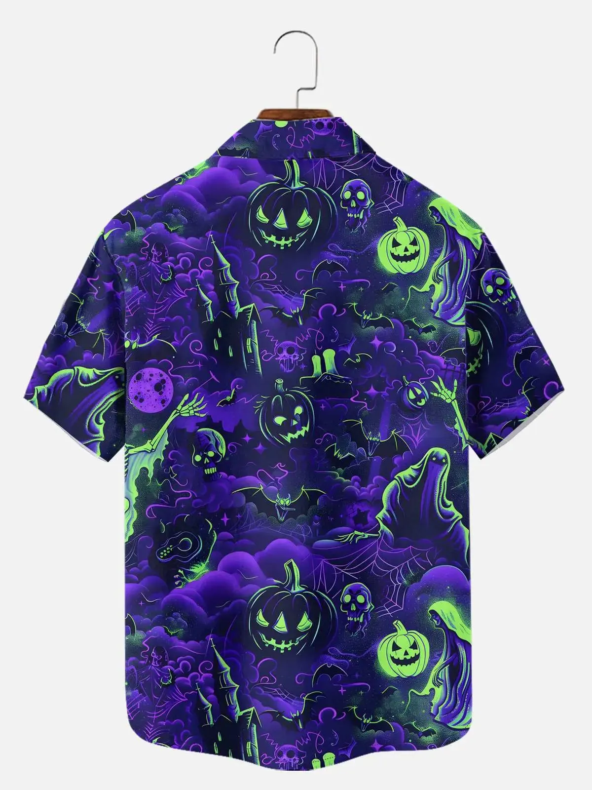 Men's Haunted Graveyard Halloween Short Sleeve Shirt sold by Eleven Oasis product image thumbnail 4