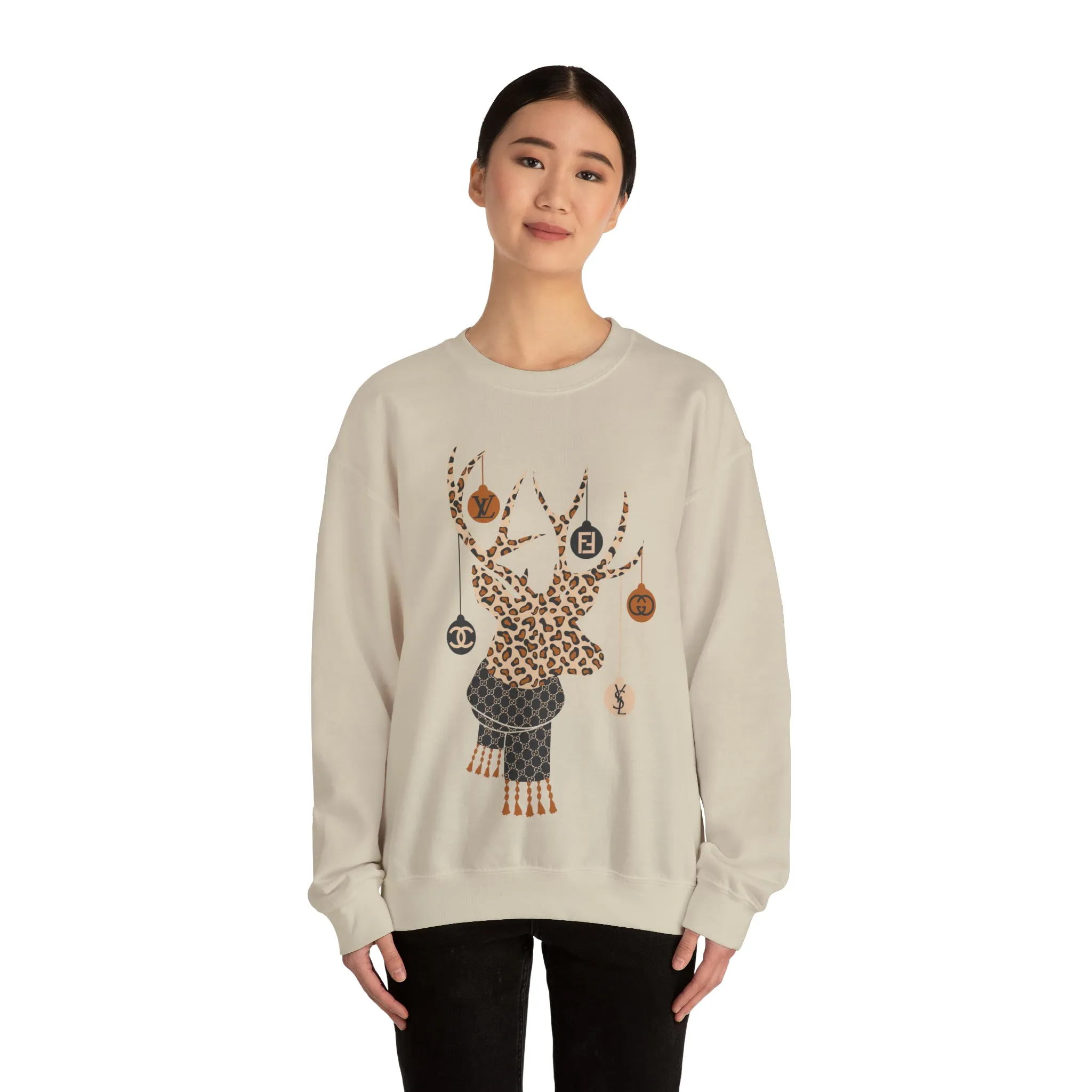 Fancy Christmas Deer Unisex Sweatshirt sold by Always Stylish Mama product image thumbnail 5
