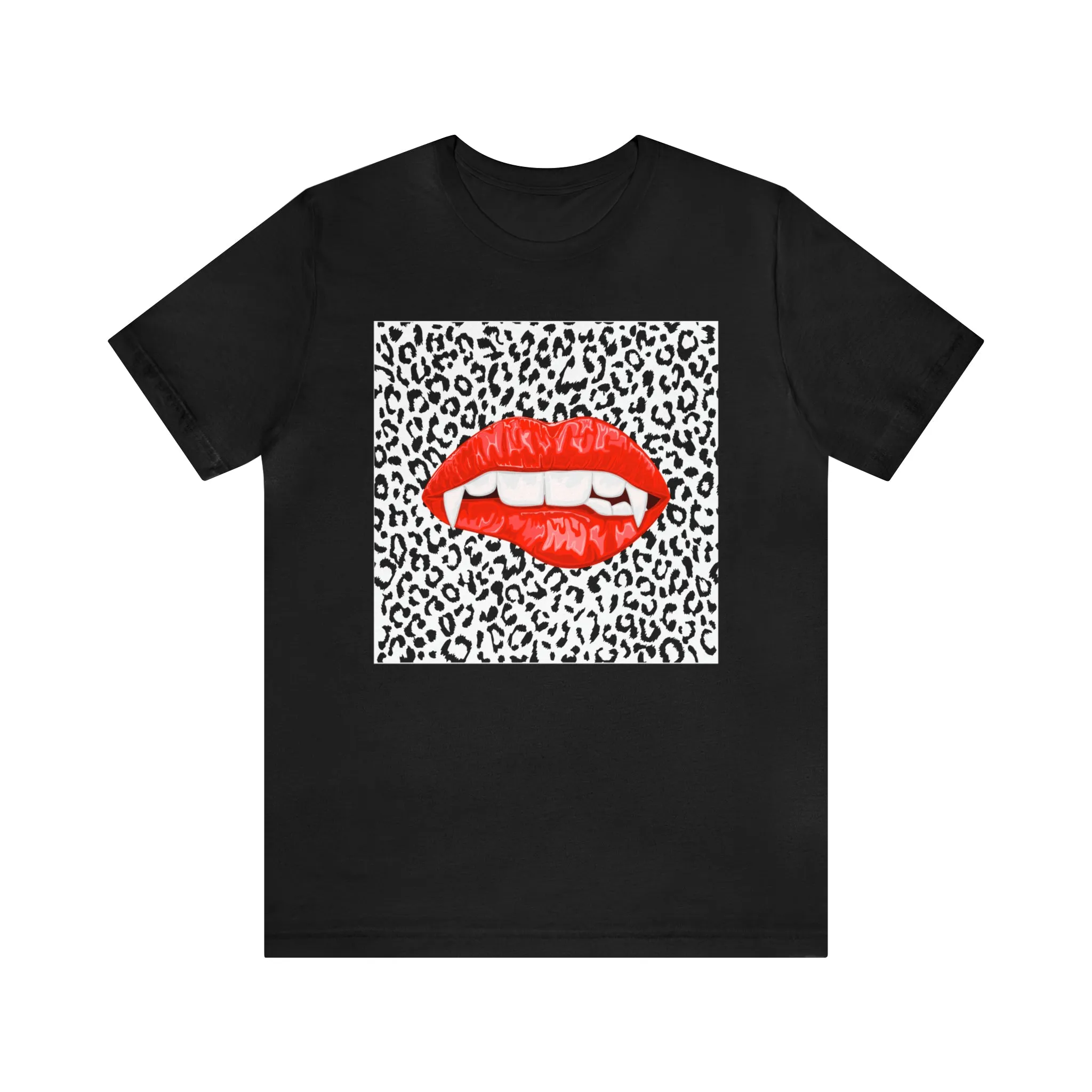 Bite Me Fangs Leopard Unisex Tee sold by Always Stylish Mama